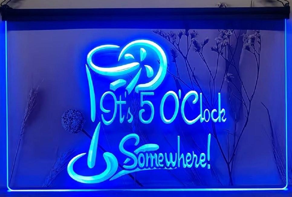 It's 5 O'clock Somewhere Led Neon Sign Wall Hanging Or Desktop Decor