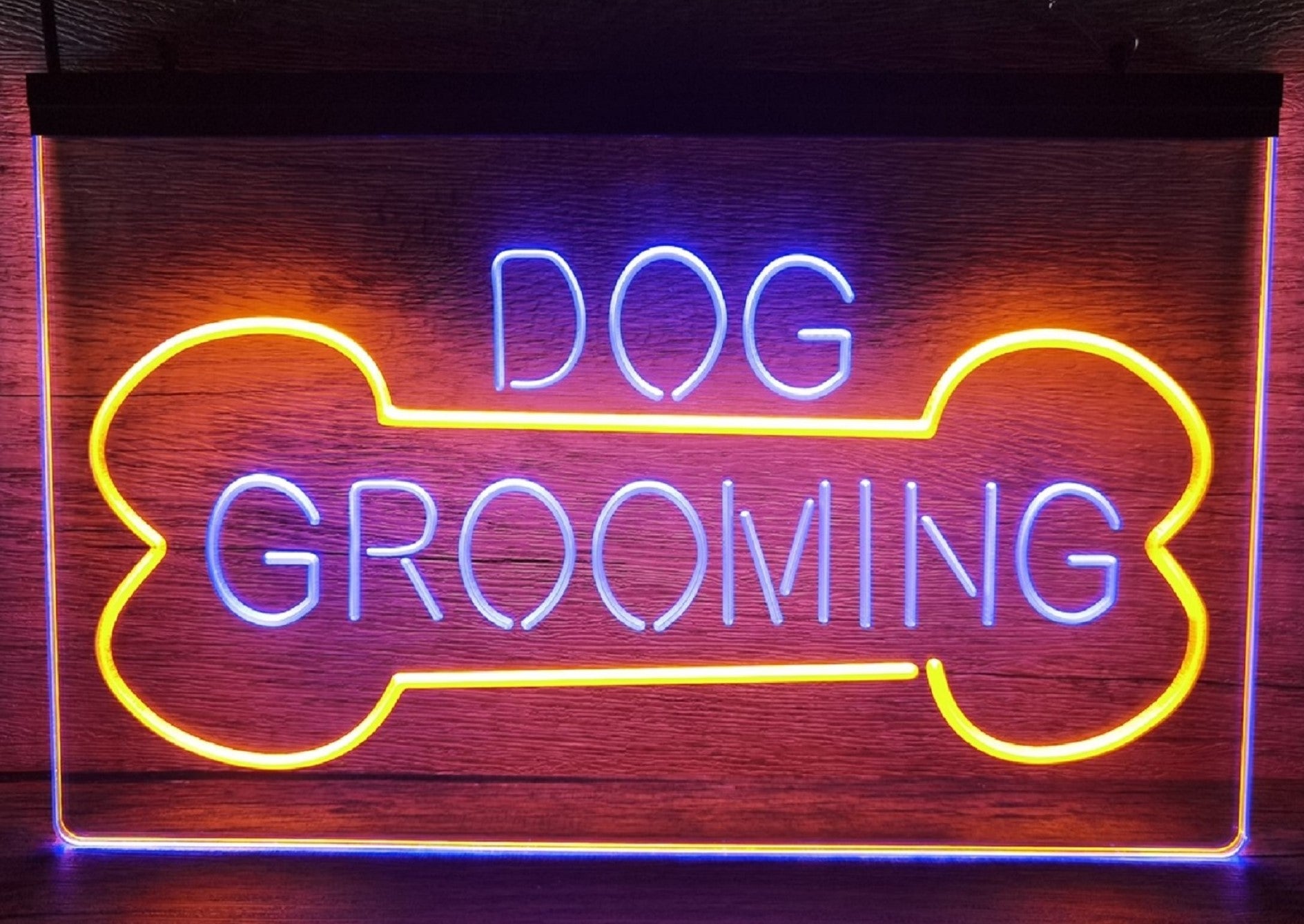 Dog Grooming Led Neon Sign Dual Color Dog Grooming Pet Shop Decor