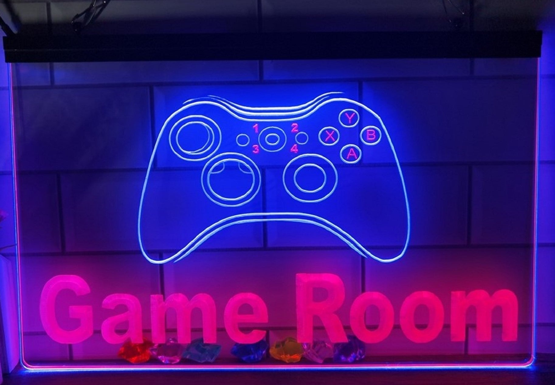 Game Room Controller Led Neon Sign Dual Color Home Game Room Arcade Game Shop Decor