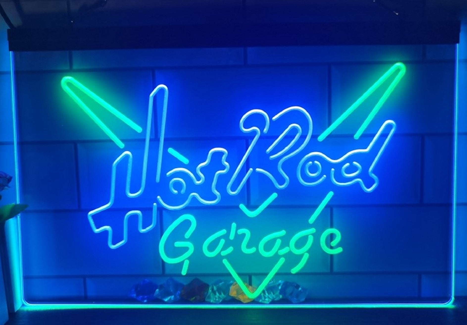 Hot Rod Garage Led Neon Sign Dual Color Home Theatre Room Movie Studio Decor