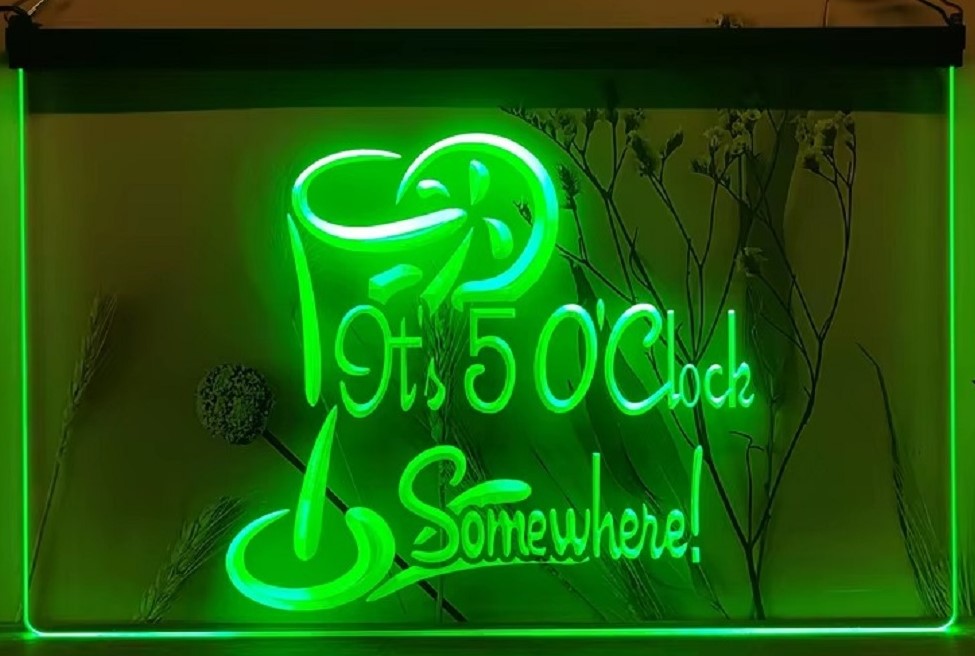 It's 5 O'clock Somewhere Led Neon Sign Wall Hanging Or Desktop Decor