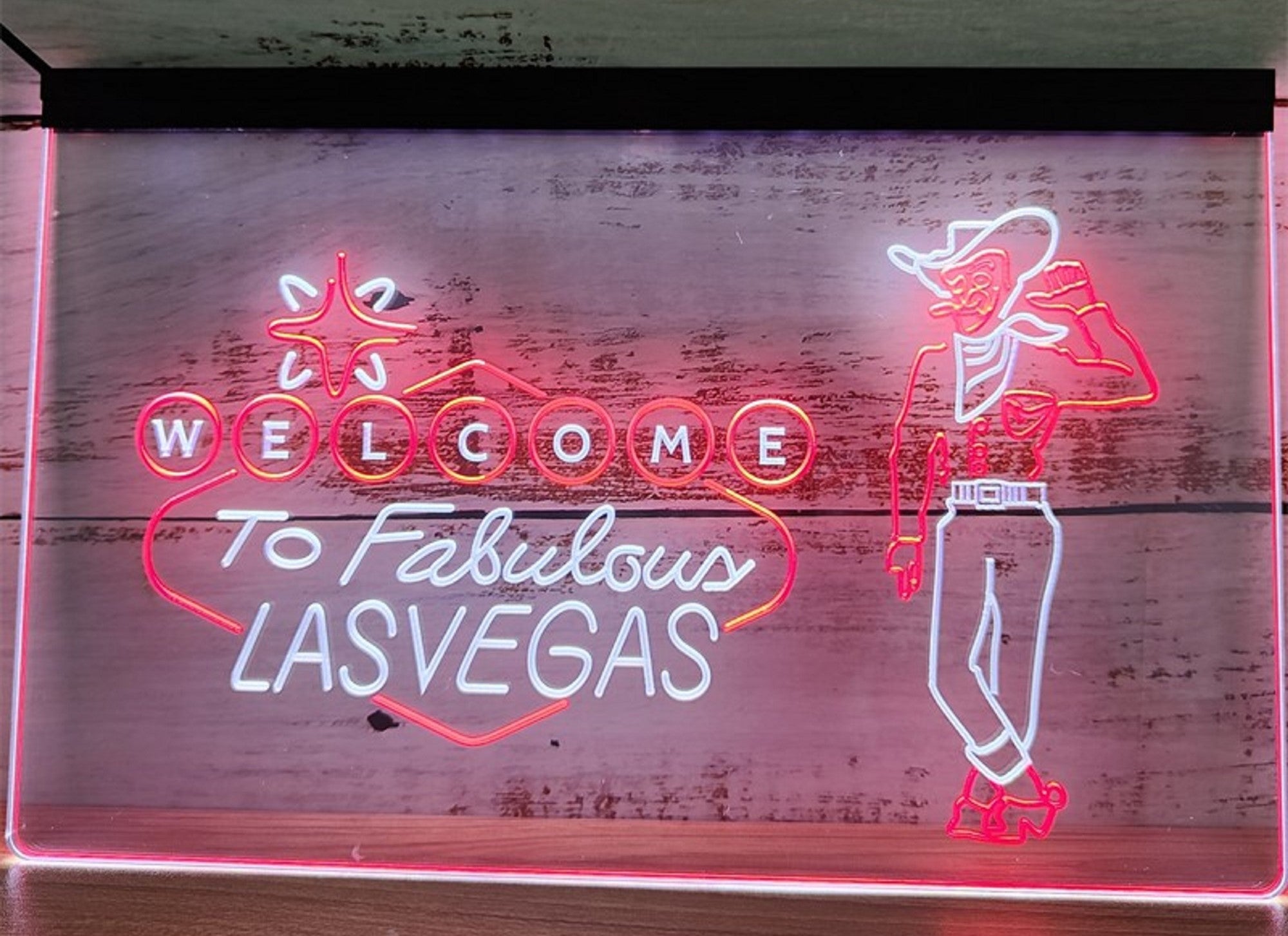Cowboys Welcome To Fabulous Las vegas Led Neon Sign Dual Color