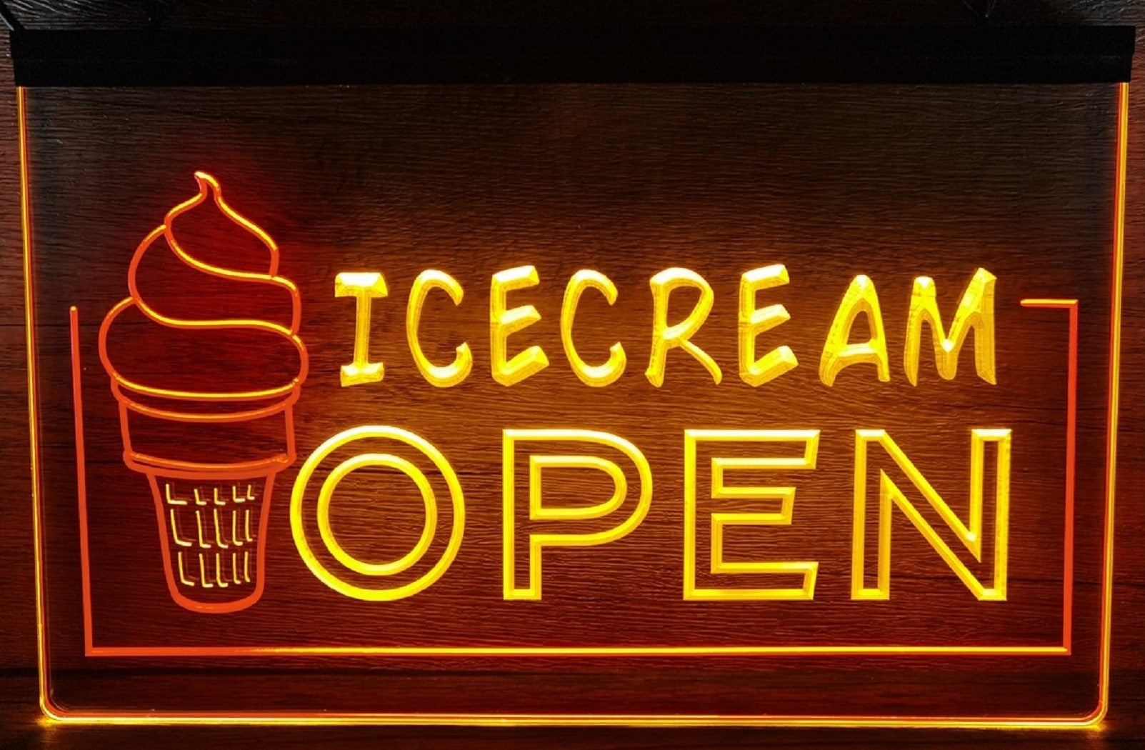 Ice Cream Open Led Neon Sign Dual Color Ice Cream Smoothie Slushie Store Decor