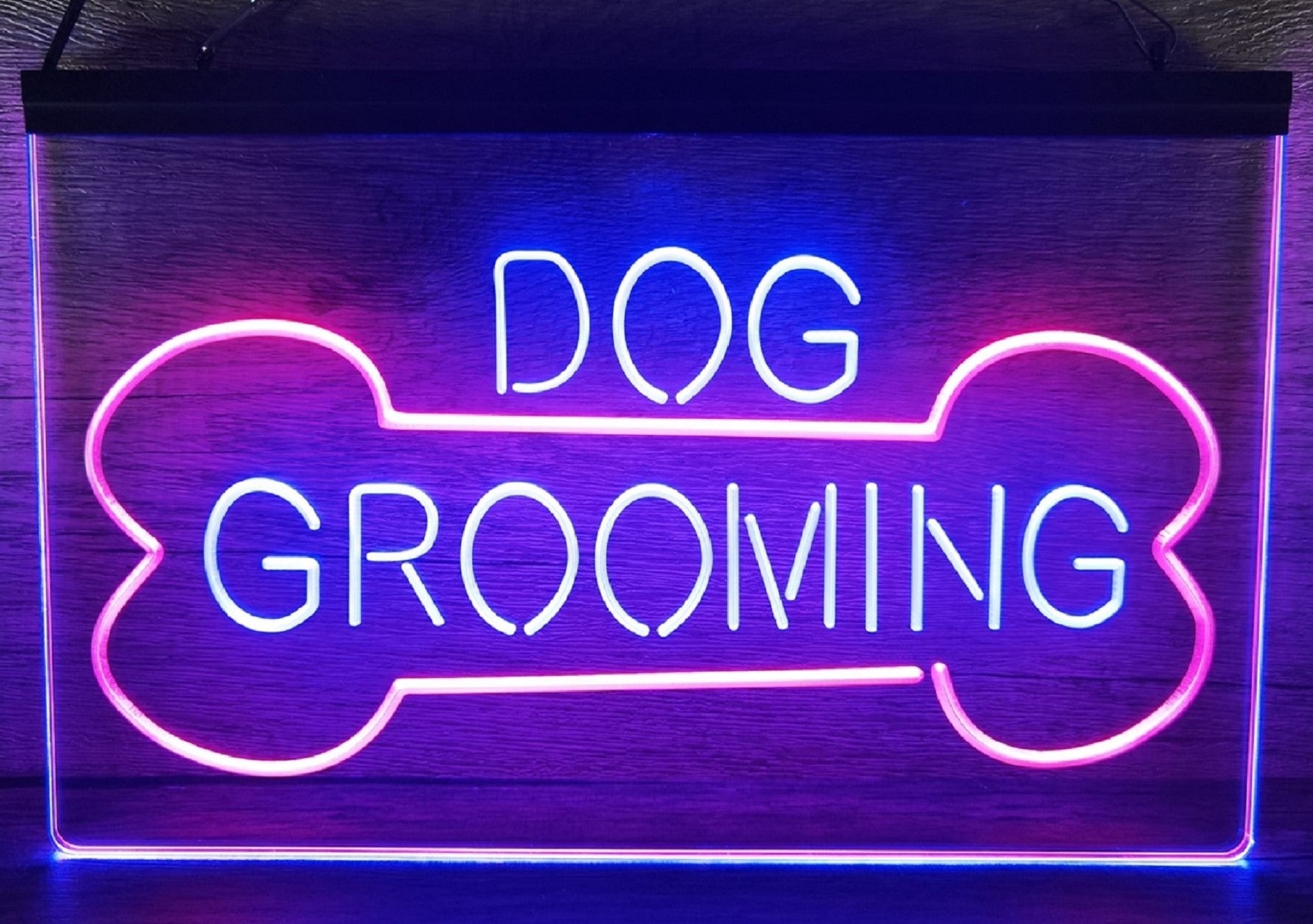 Dog Grooming Led Neon Sign Dual Color Dog Grooming Pet Shop Decor