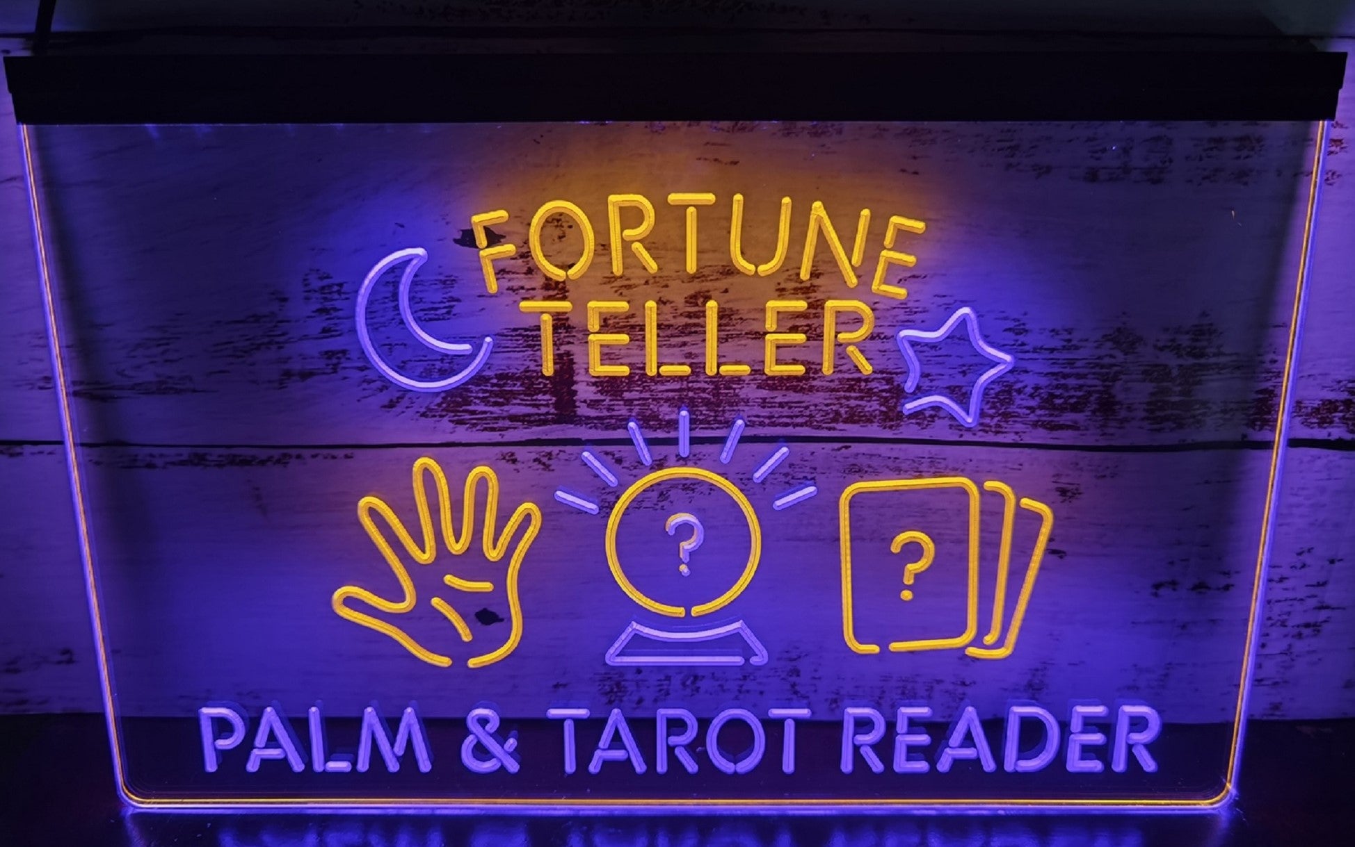 Fortune Teller Led Neon Sign Dual Color Psychic Healing Tarot Shop Decor Wall Hanging OR Desktop