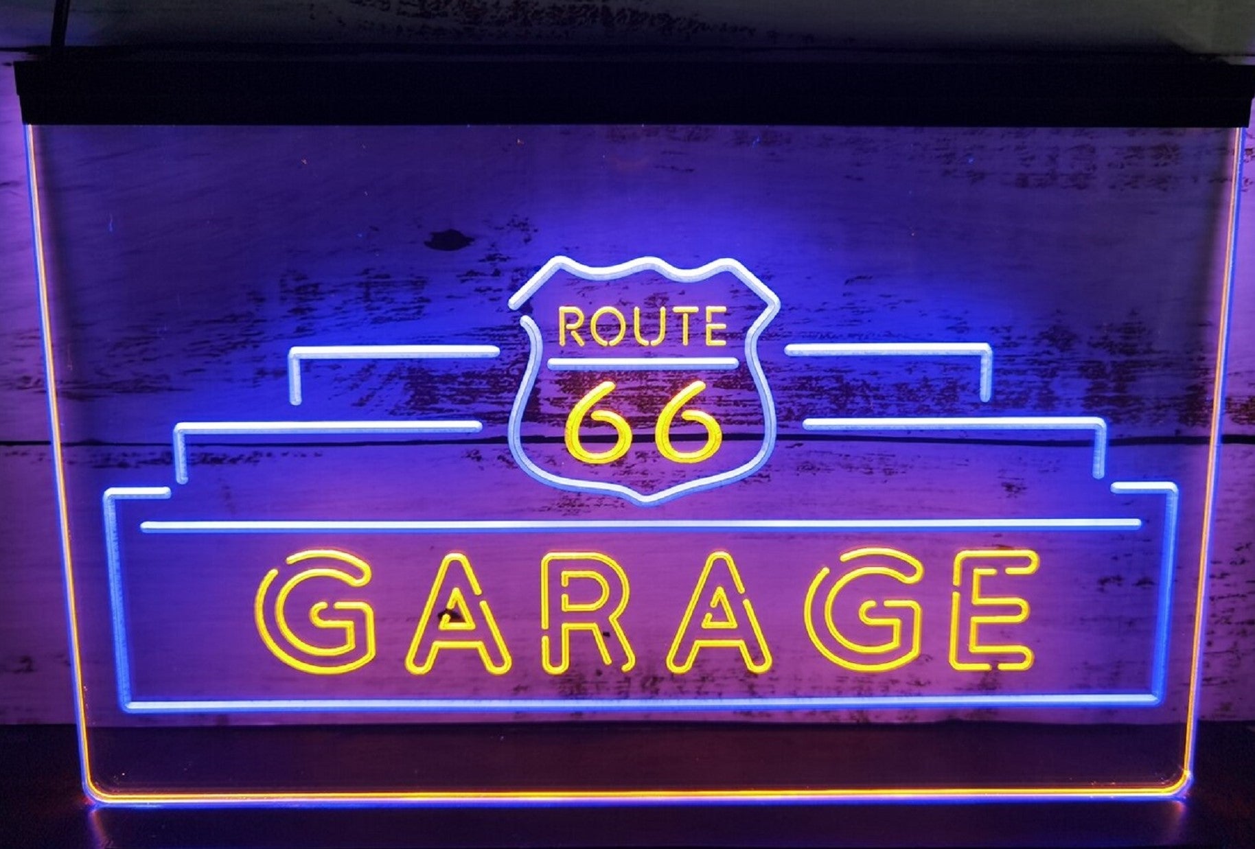 Route 66 Garage Led Neon Sign Dual Color Wall Hanging Desktop Decor