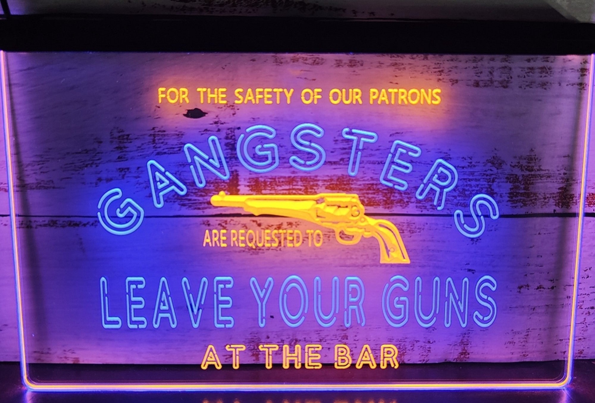 Cowboys Leave Your Guns Led Neon Sign Dual Color Wall Hanging Or Desktop Decor