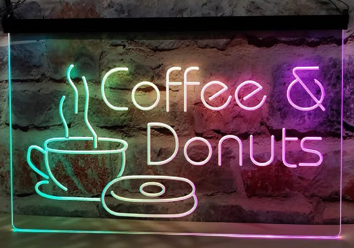 Coffee & Donuts Led Neon Sign Multi Mode Home Coffee Shop Decor