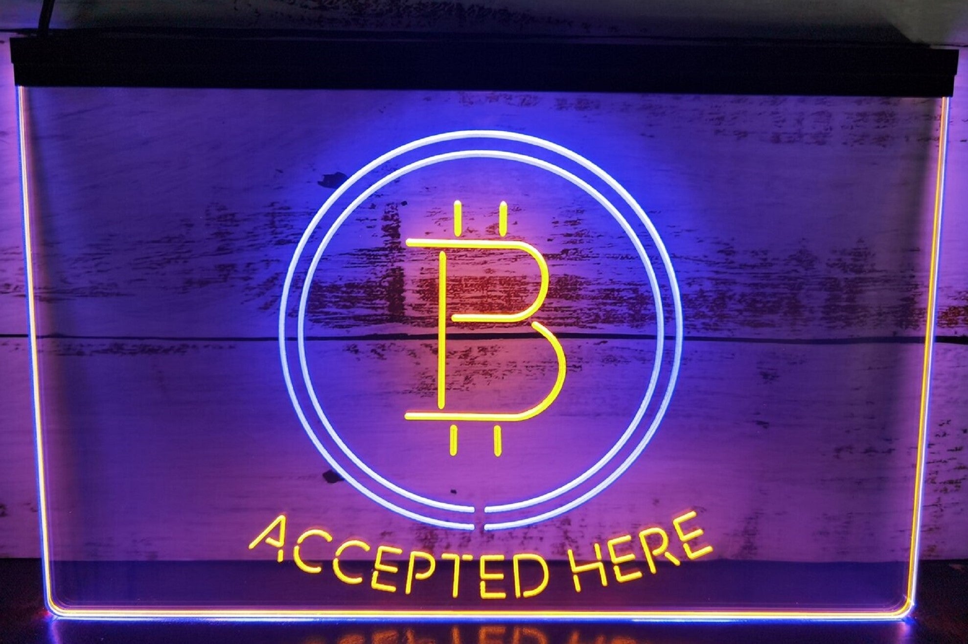Bitcoin Accepted Here Led Neon Sign Dual Color Store Office Wall Hanging Desktop Decor