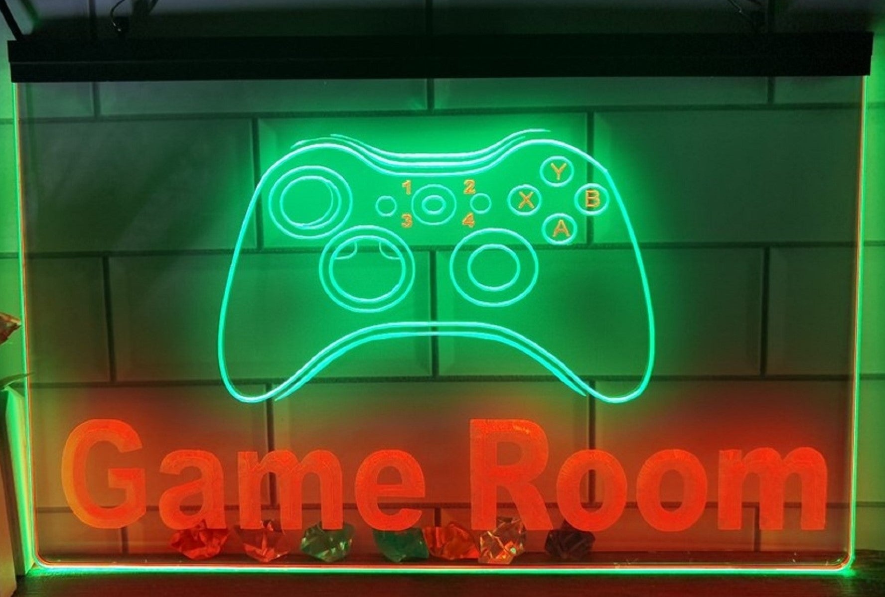 Game Room Controller Led Neon Sign Dual Color Home Game Room Arcade Game Shop Decor