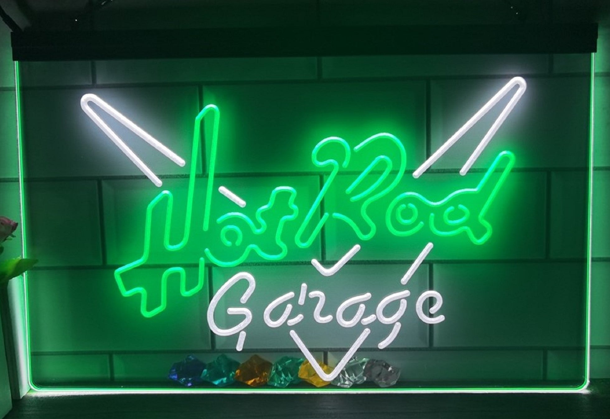 Hot Rod Garage Led Neon Sign Dual Color Home Theatre Room Movie Studio Decor
