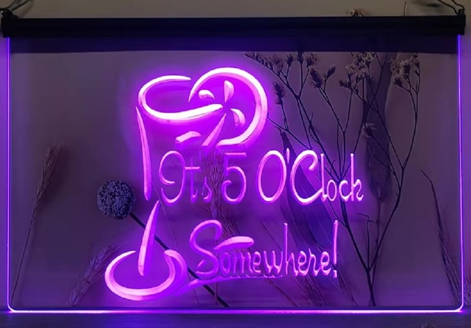 It's 5 O'clock Somewhere Led Neon Sign Wall Hanging Or Desktop Decor