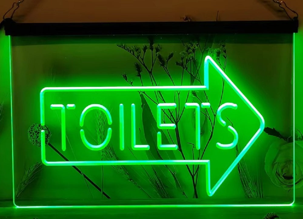 Toilet Arrow Led Neon Sign Store Restaurant Coffee Shop Office Decor
