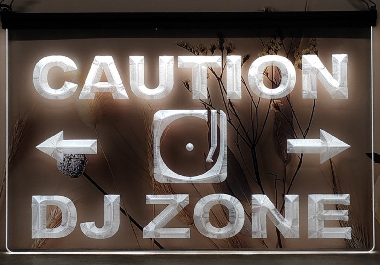 Caution DJ Zone Led Neon Sign Home Music Room Audio Recording Studio Decor