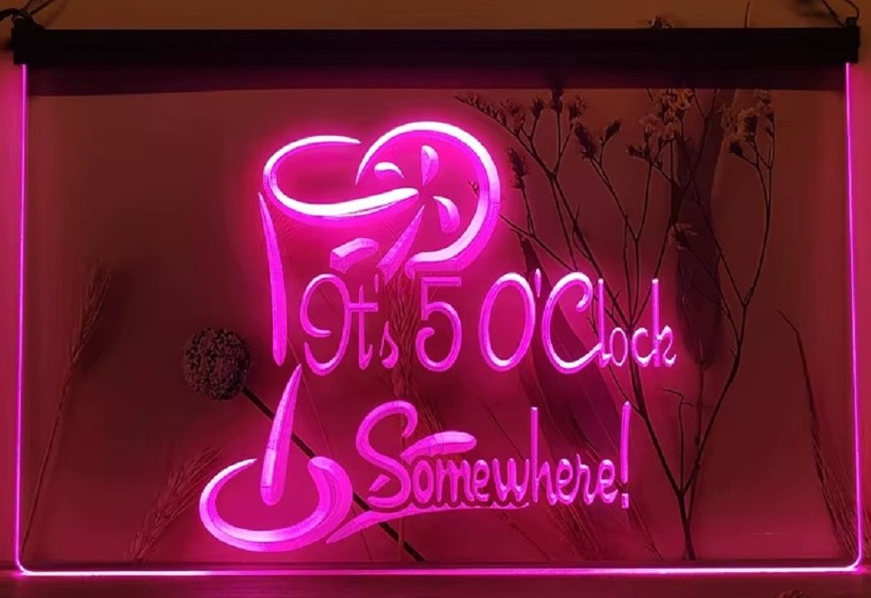 It's 5 O'clock Somewhere Led Neon Sign Wall Hanging Or Desktop Decor