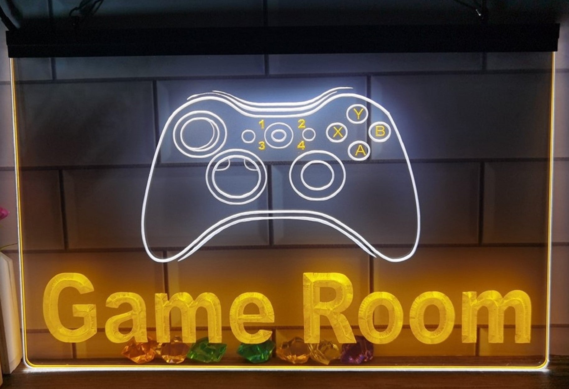 Game Room Controller Led Neon Sign Dual Color Home Game Room Arcade Game Shop Decor