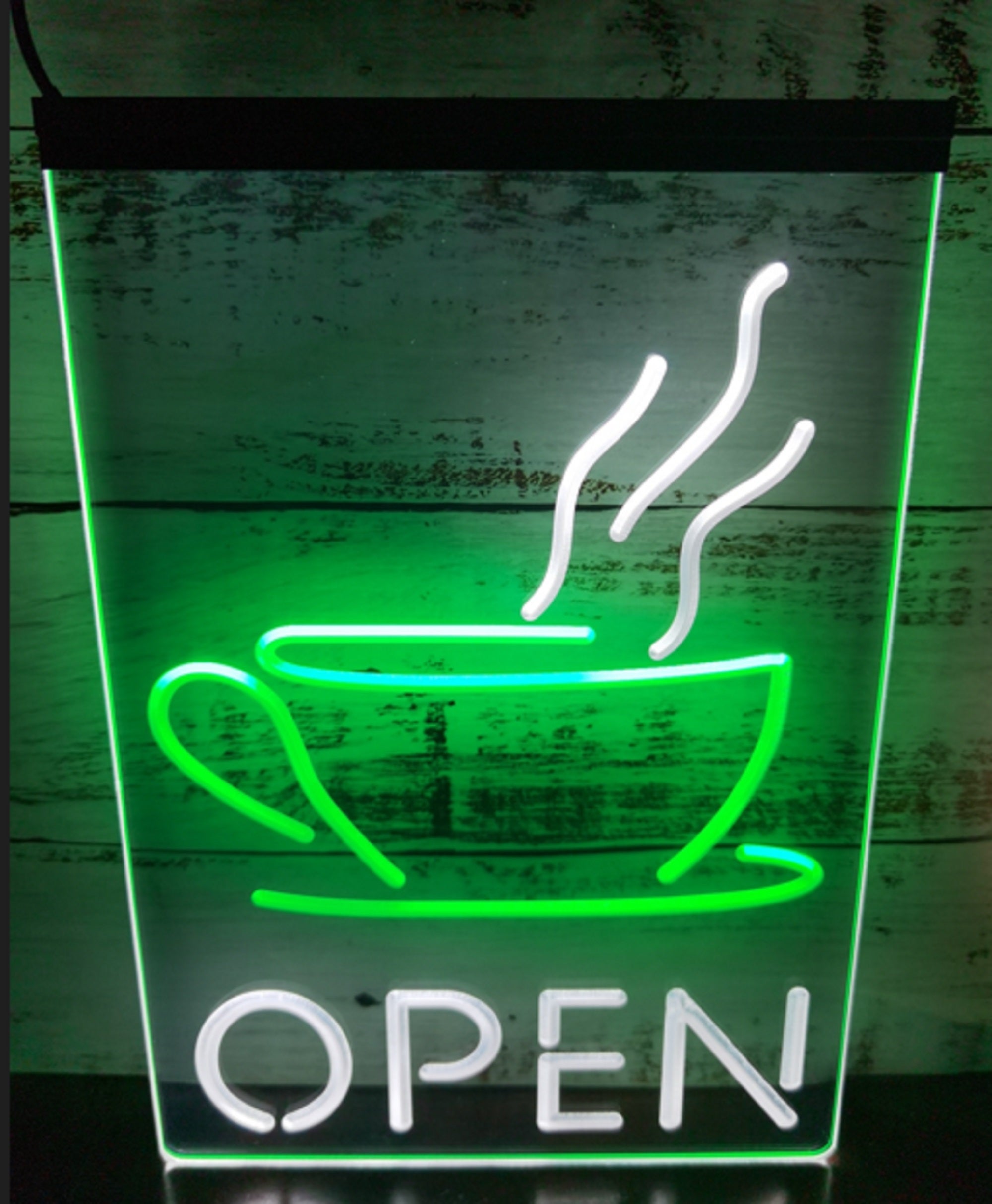 Hot Cafe Open Led Neon Sign Dual Color Coffee Shop Wall Hanging Decor