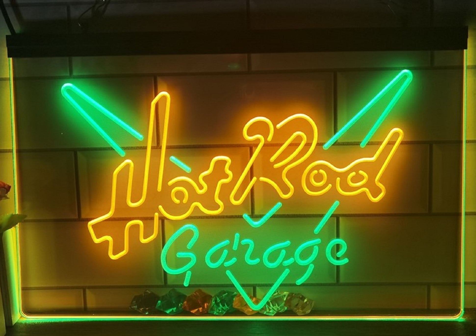 Hot Rod Garage Led Neon Sign Dual Color Home Theatre Room Movie Studio Decor