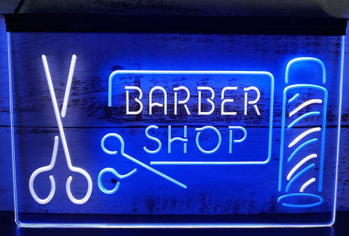 Barber Shop Scissor Led Neon Sign Dual Color Haircut Salon Barber Shop Decor