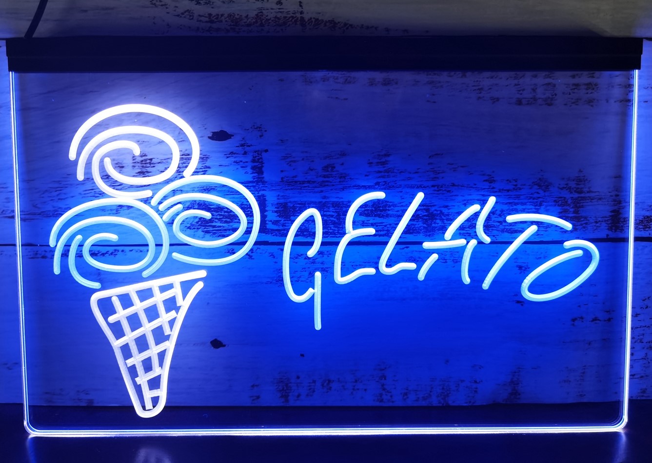 Gelato Ice Cream Cone Led Neon Sign Dual Color Ice Cream Smoothie Store Decor