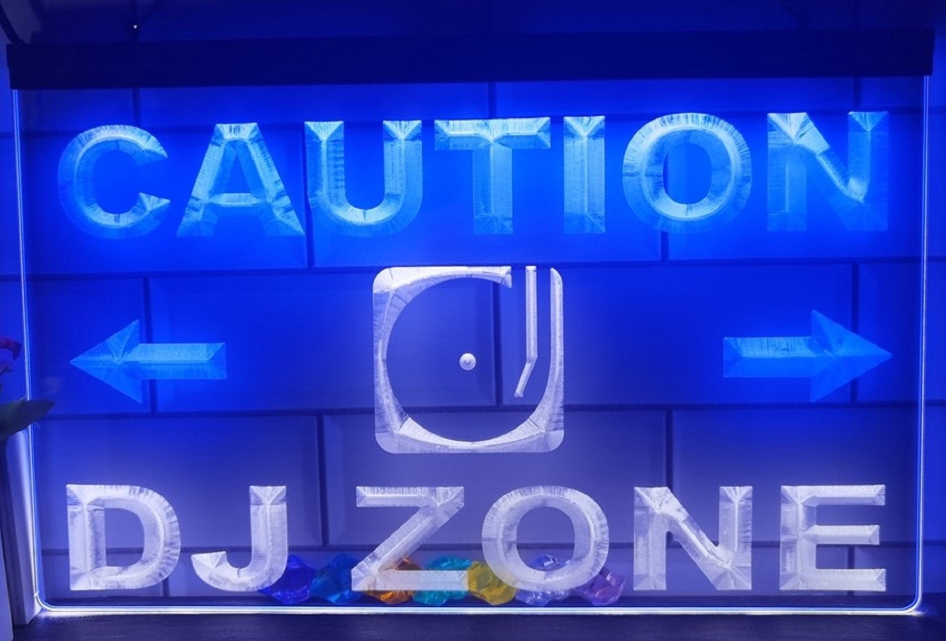 Caution DJ Zone Led Neon Sign Dual Color Music Room Audio Recording Studio Decor