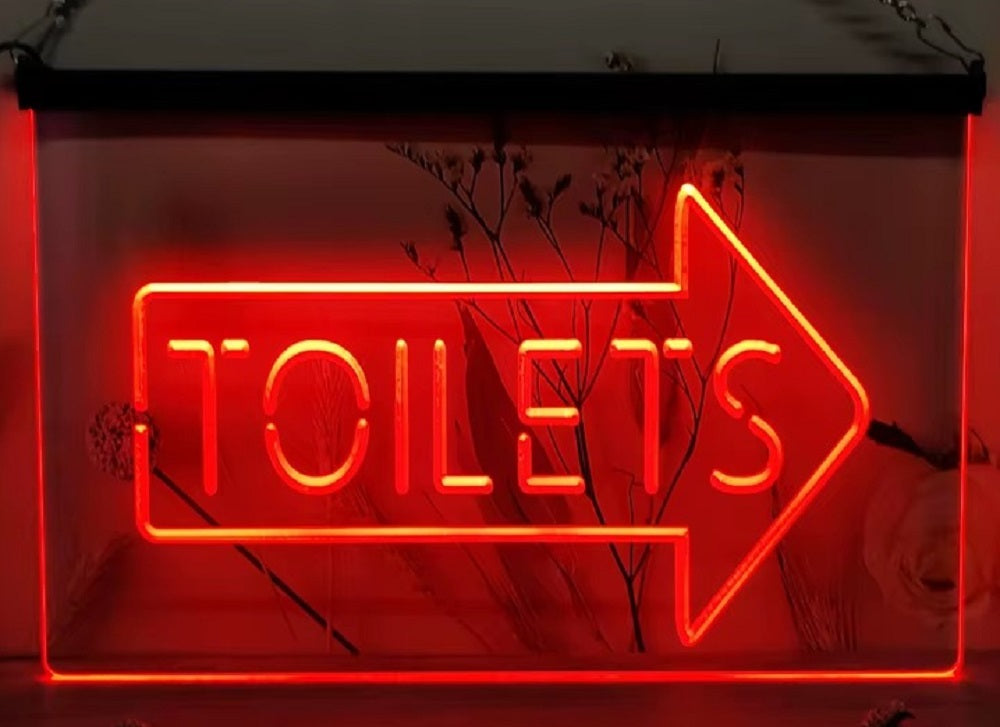 Toilet Arrow Led Neon Sign Store Restaurant Coffee Shop Office Decor
