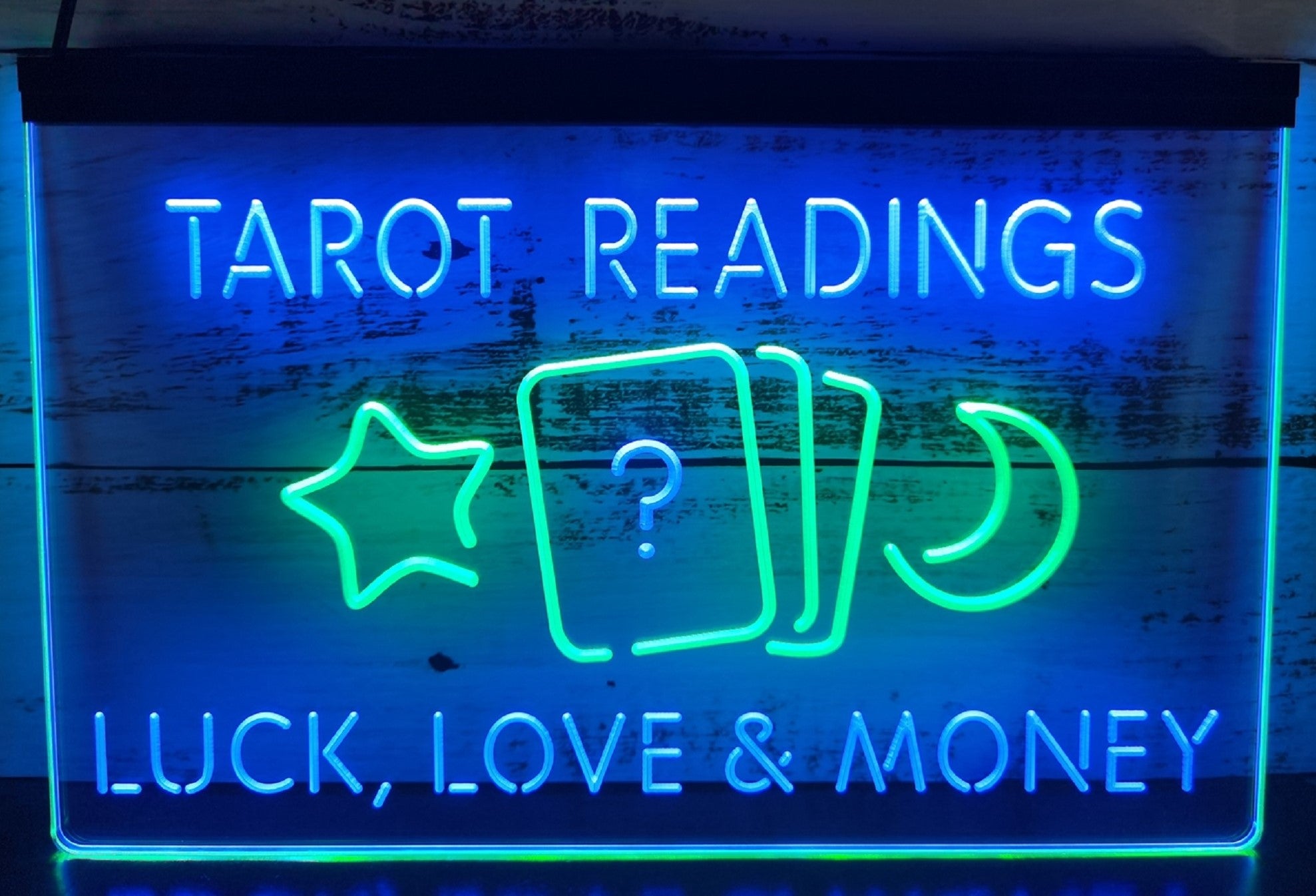 Tarot Readings Luck Love & Money Led Neon Sign Dual Color Tarot Shop Decor