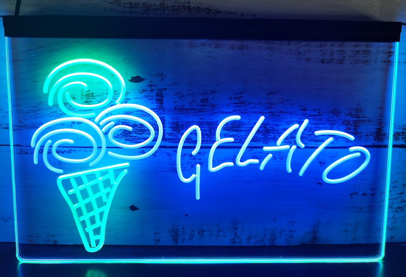 Gelato Ice Cream Cone Led Neon Sign Dual Color Ice Cream Smoothie Store Decor
