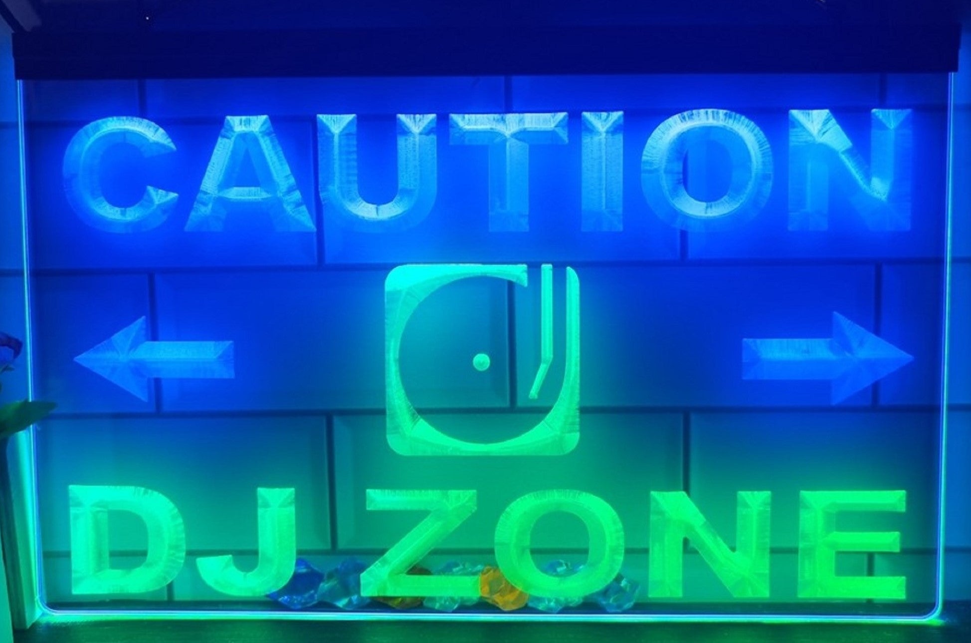 Caution DJ Zone Led Neon Sign Dual Color Music Room Audio Recording Studio Decor