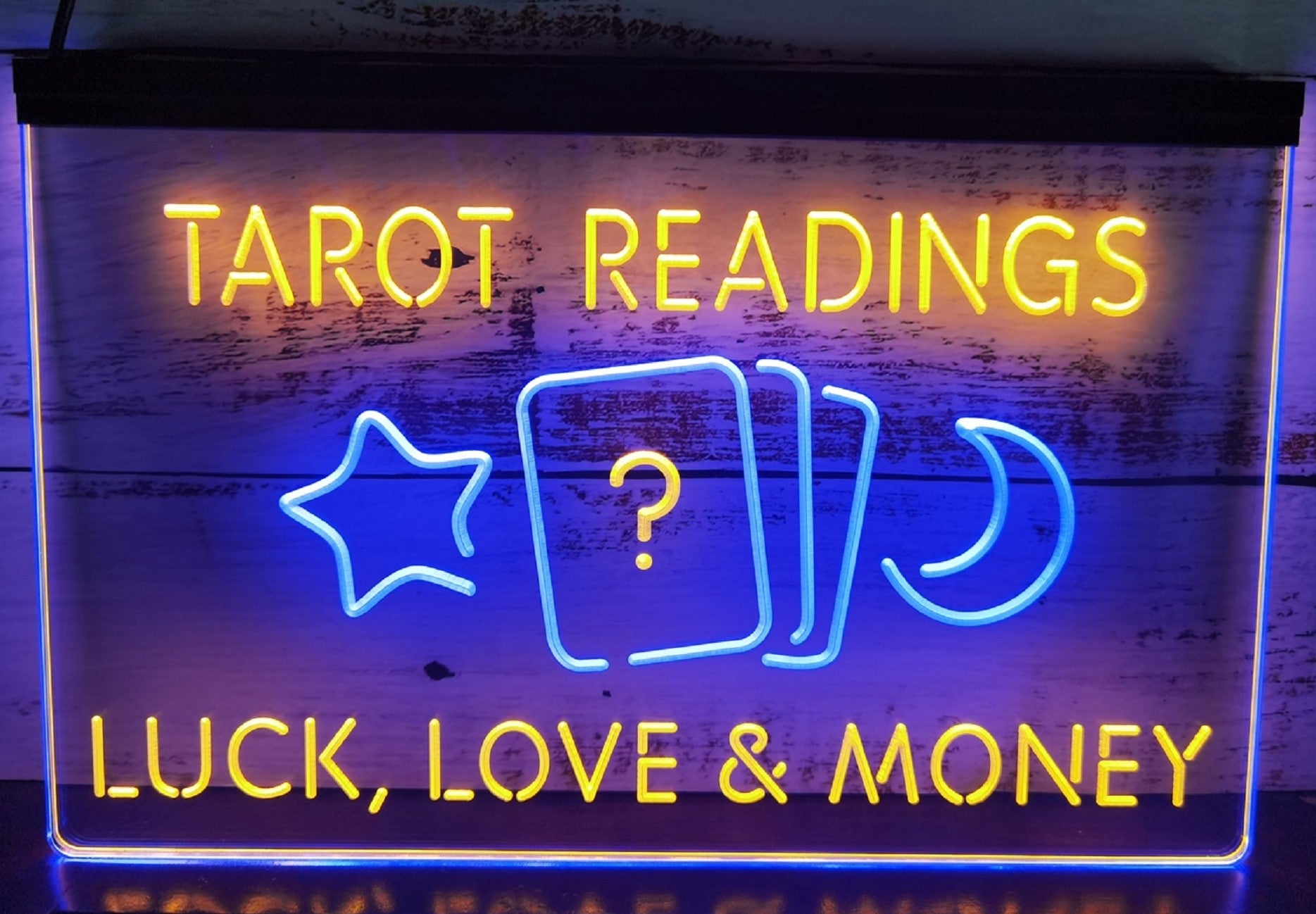 Tarot Readings Luck Love & Money Led Neon Sign Dual Color Tarot Shop Decor