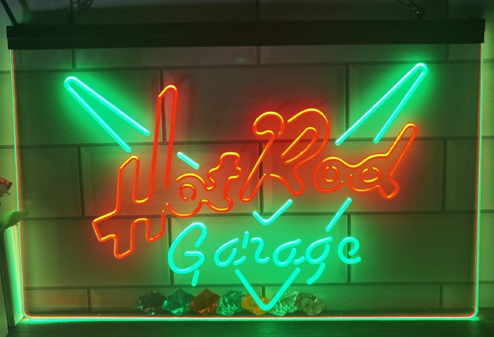 Hot Rod Garage Led Neon Sign Dual Color Home Theatre Room Movie Studio Decor
