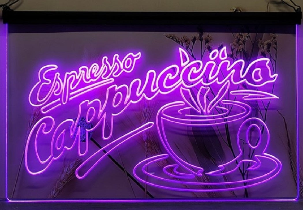 Espresso Cappuccino Led Neon Sign Home Coffee Shop Decor