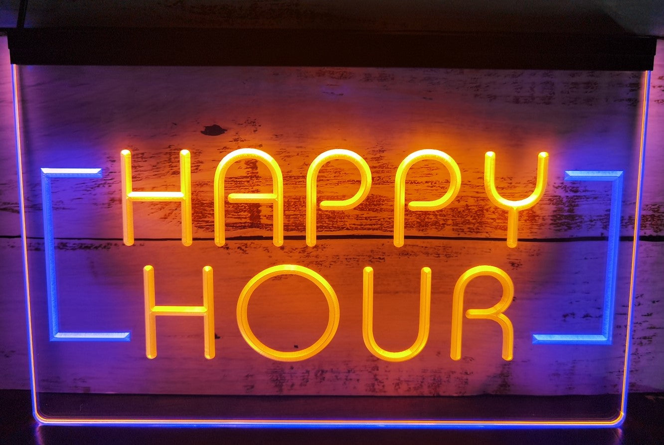 Happy Hour Led Neon Sign Dual Color Home Restaurant Coffee Shop Decor