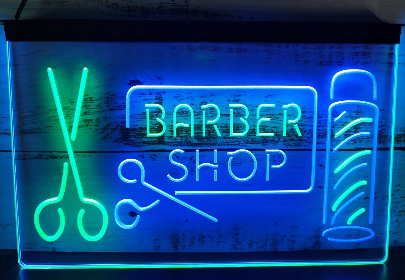 Barber Shop Scissor Led Neon Sign Dual Color Haircut Salon Barber Shop Decor