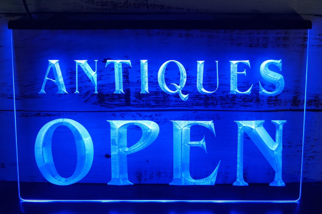 Antiques Open Led Neon Sign Antiques Shop Decor Wall Hanging Desktop