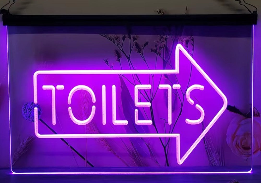 Toilet Arrow Led Neon Sign Store Restaurant Coffee Shop Office Decor