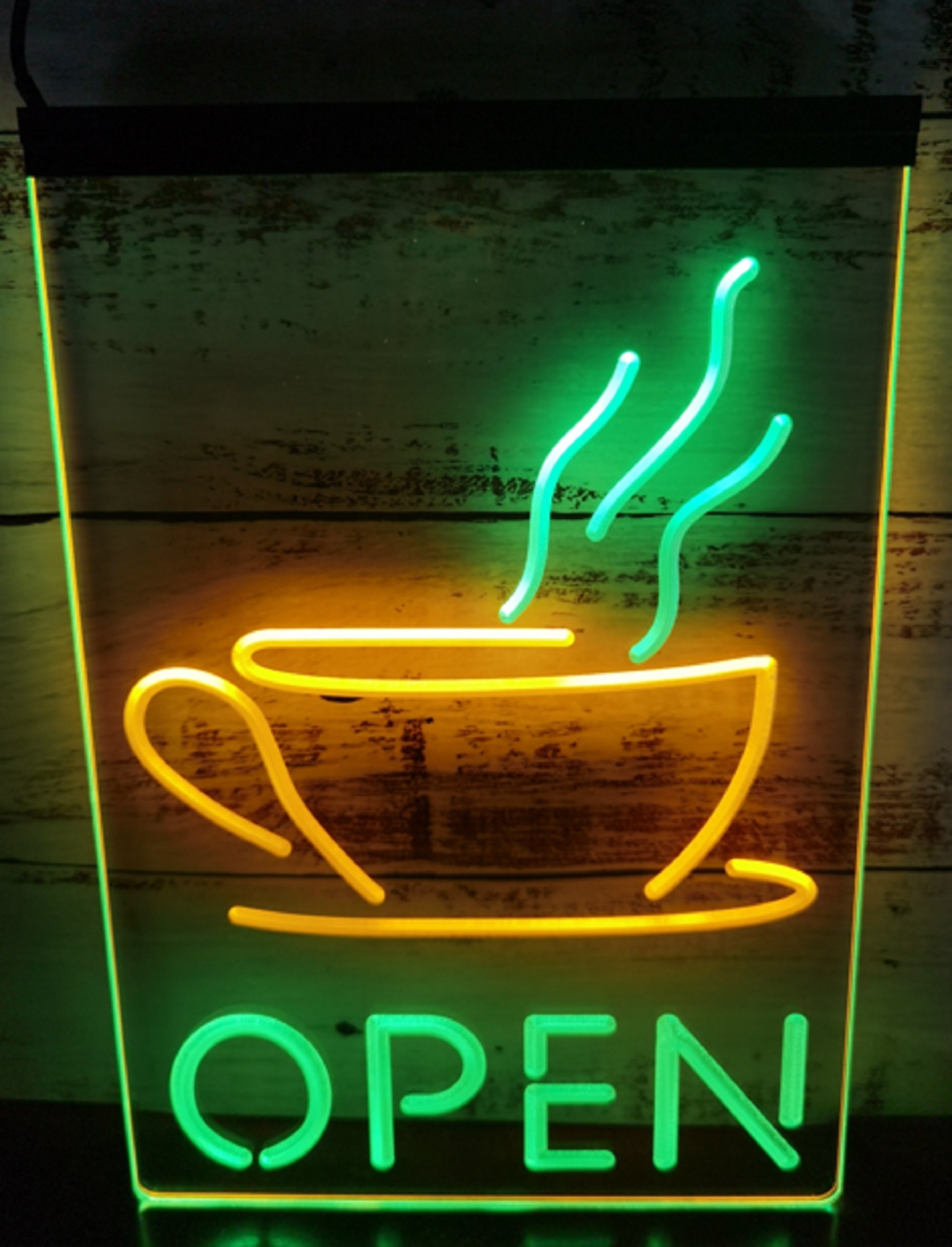 Hot Cafe Open Led Neon Sign Dual Color Coffee Shop Wall Hanging Decor