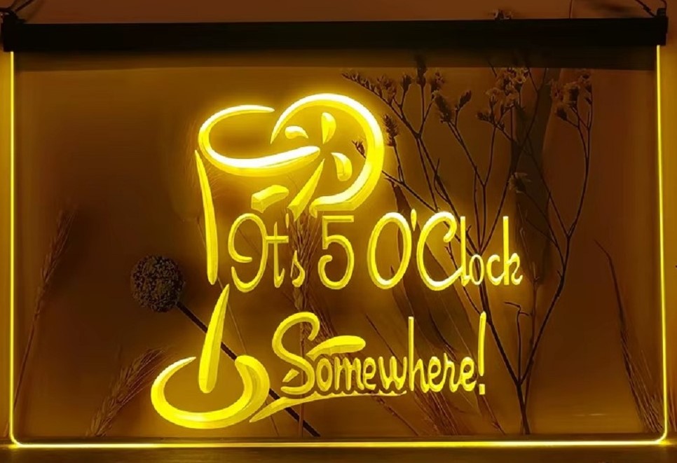 It's 5 O'clock Somewhere Led Neon Sign Wall Hanging Or Desktop Decor