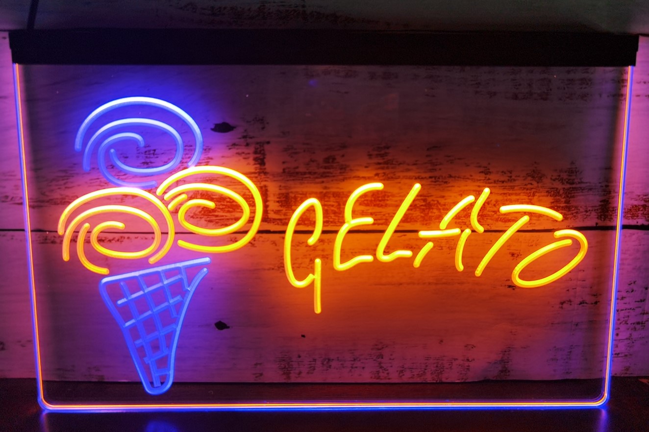 Gelato Ice Cream Cone Led Neon Sign Dual Color Ice Cream Smoothie Store Decor