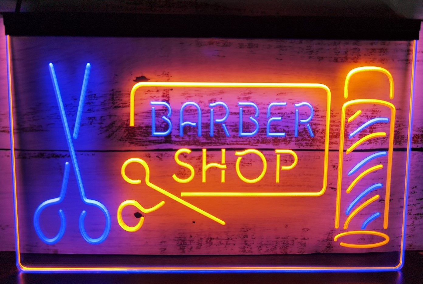 Barber Shop Scissor Led Neon Sign Dual Color Haircut Salon Barber Shop Decor