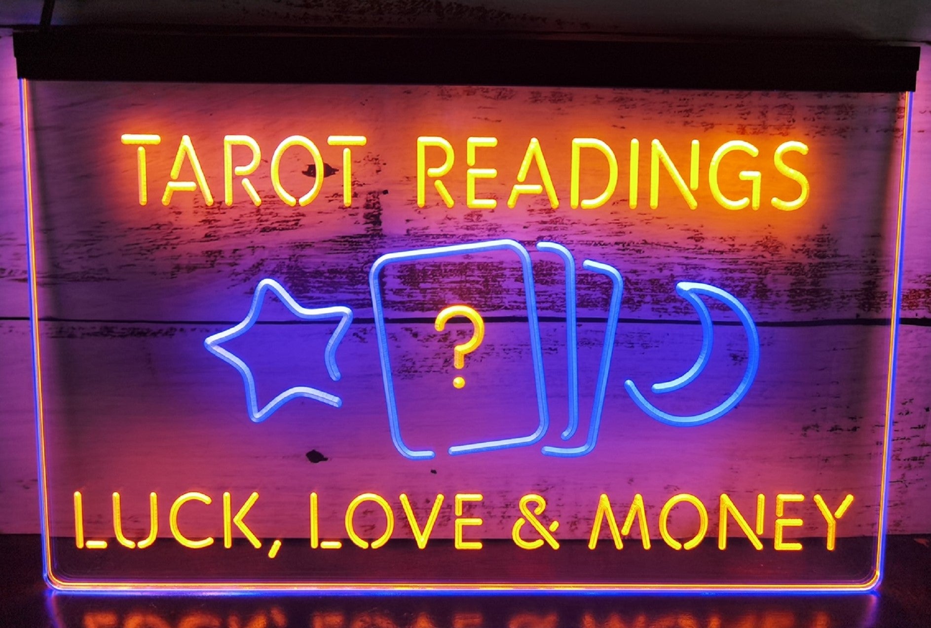 Tarot Readings Luck Love & Money Led Neon Sign Dual Color Tarot Shop Decor
