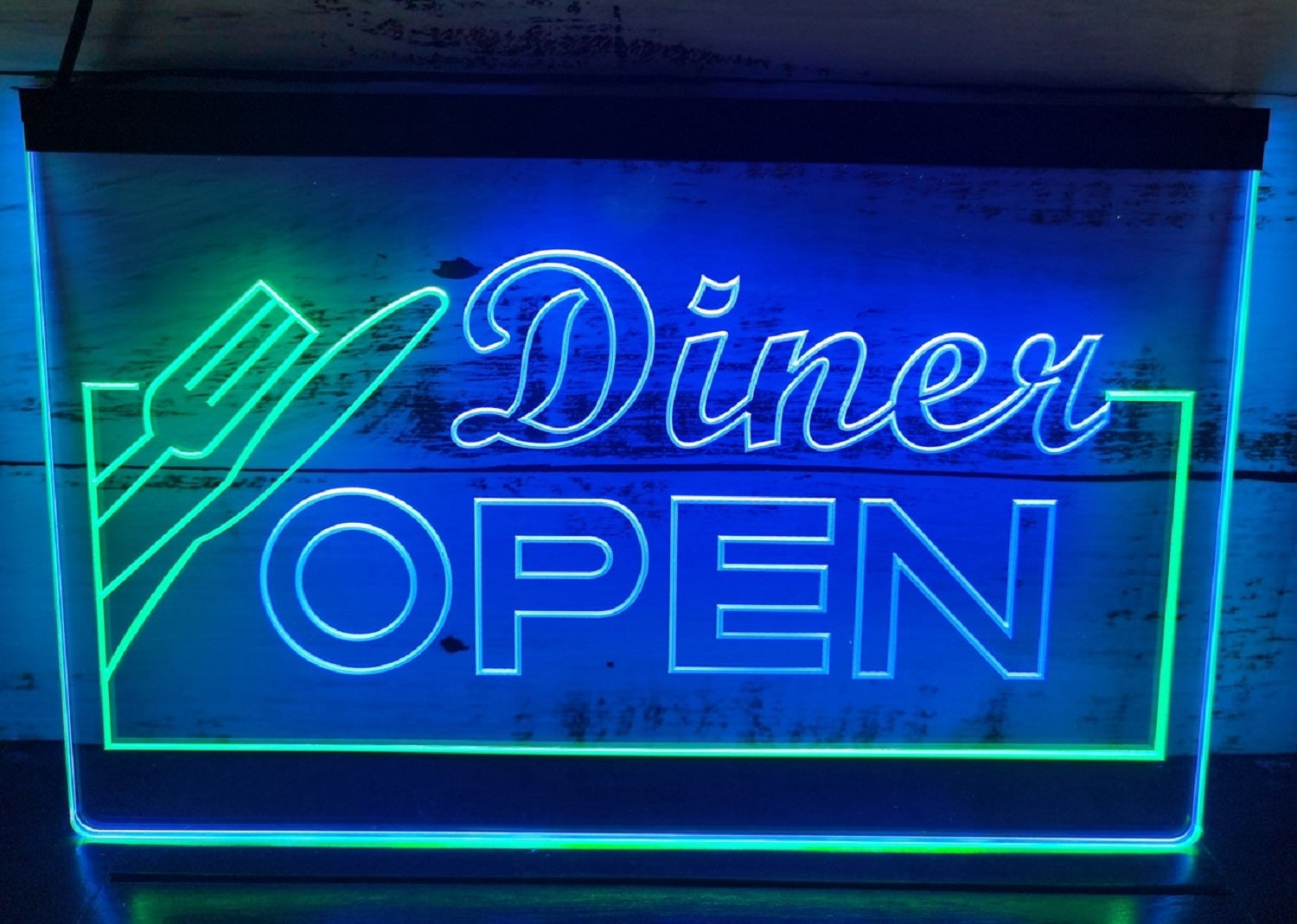 Diner Open Led Neon Sign Dual Color Diner Restaurant Wall Or Desktop Decor