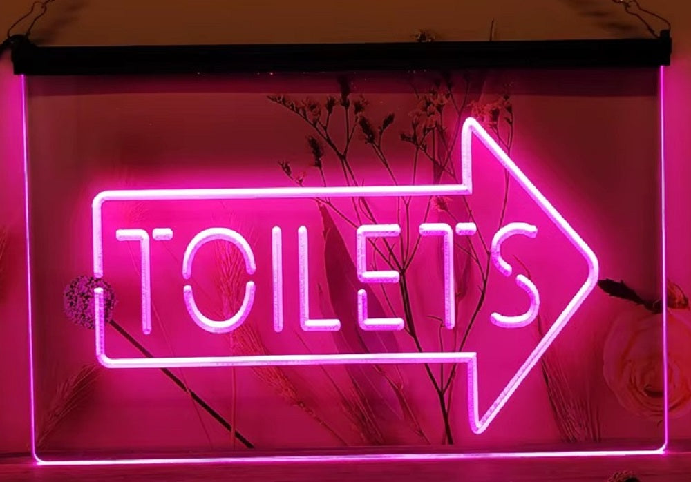 Toilet Arrow Led Neon Sign Store Restaurant Coffee Shop Office Decor