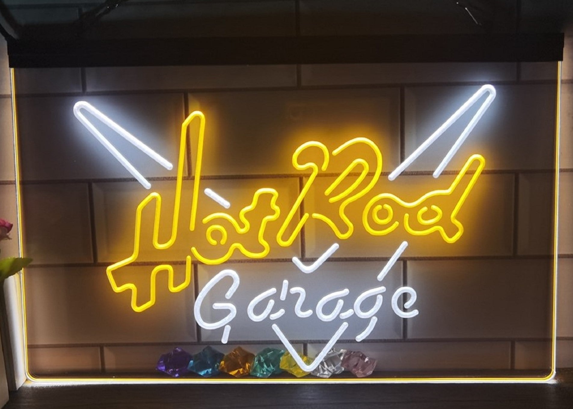 Hot Rod Garage Led Neon Sign Dual Color Home Theatre Room Movie Studio Decor