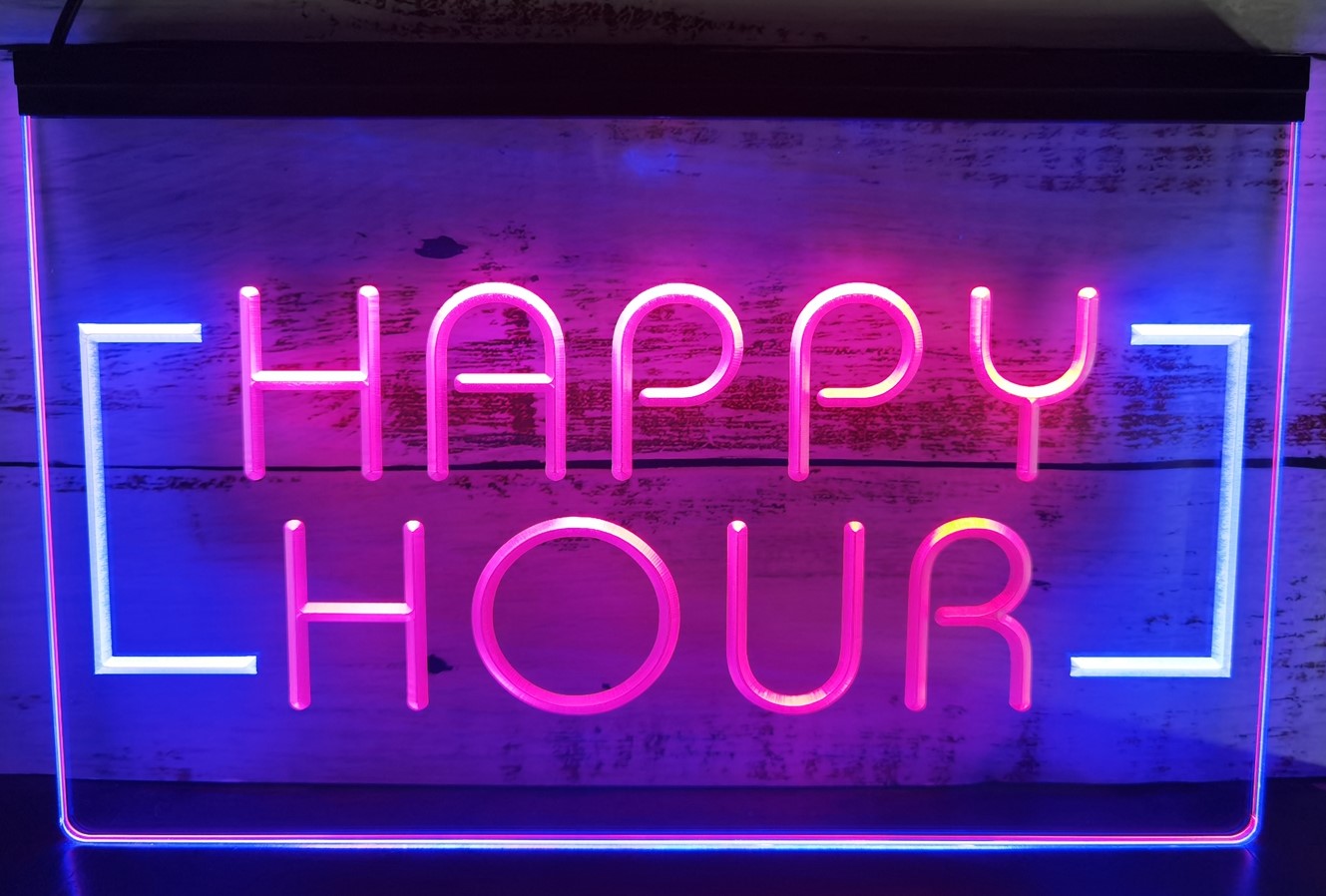 Happy Hour Led Neon Sign Dual Color Home Restaurant Coffee Shop Decor
