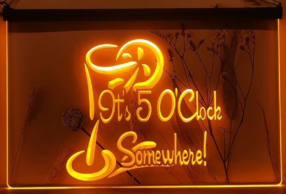 It's 5 O'clock Somewhere Led Neon Sign Wall Hanging Or Desktop Decor