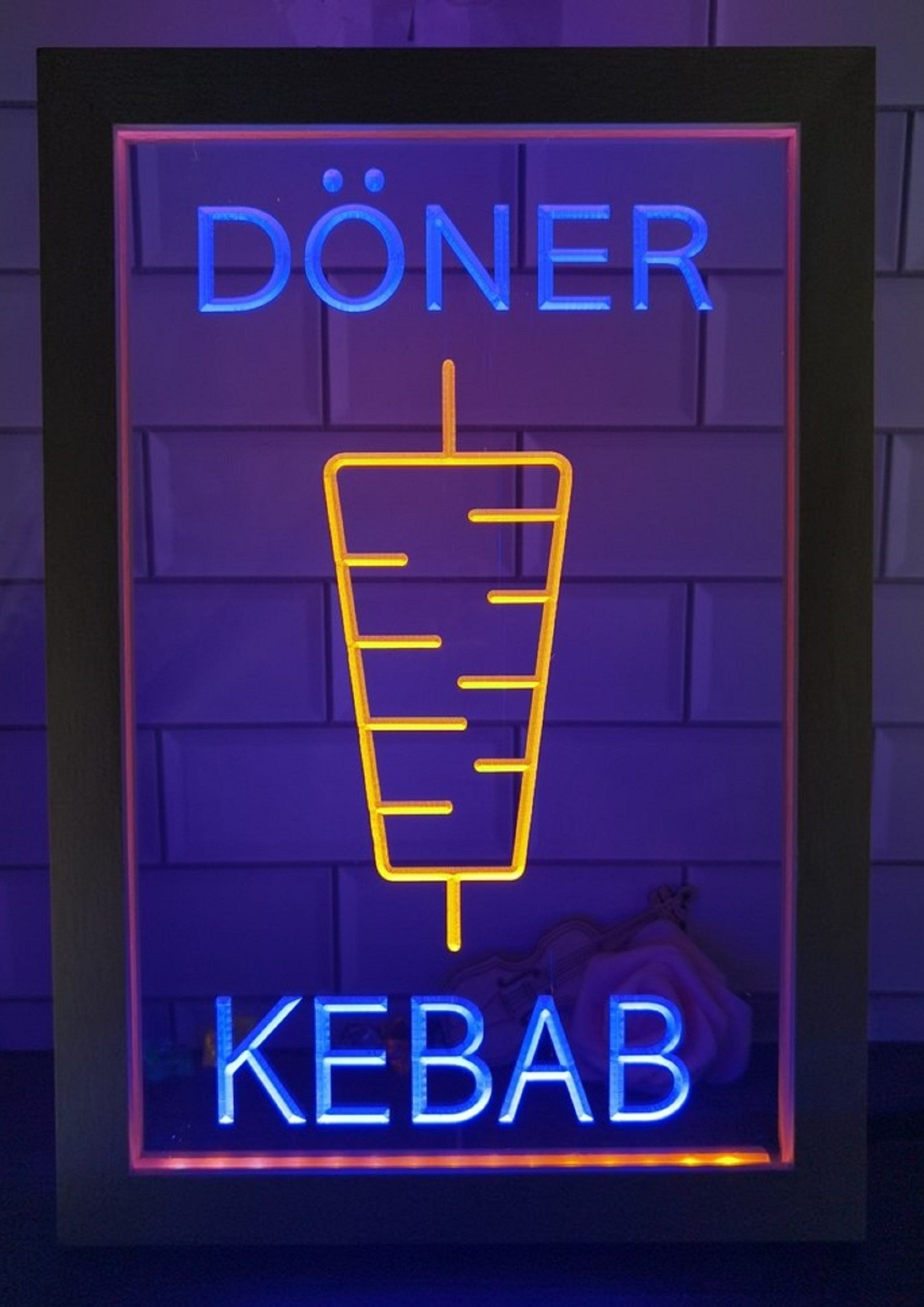Doner Kebab Led Neon Sign Framed Kebab Turkish Lebanese Restaurant Decor
