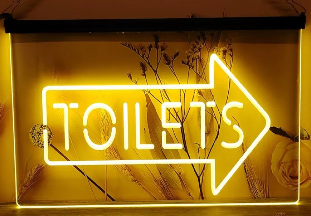 Toilet Arrow Led Neon Sign Store Restaurant Coffee Shop Office Decor