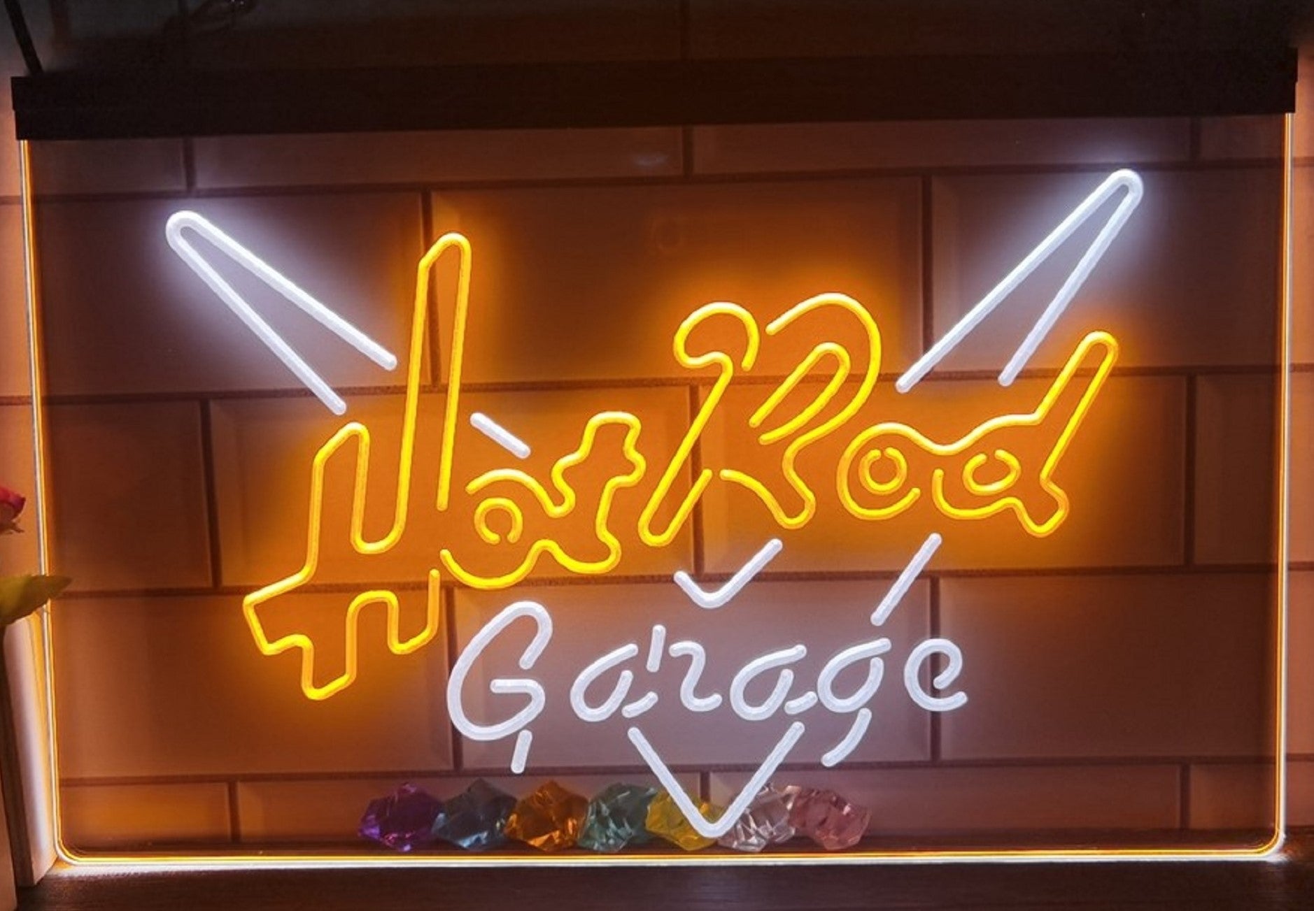 Hot Rod Garage Led Neon Sign Dual Color Home Theatre Room Movie Studio Decor