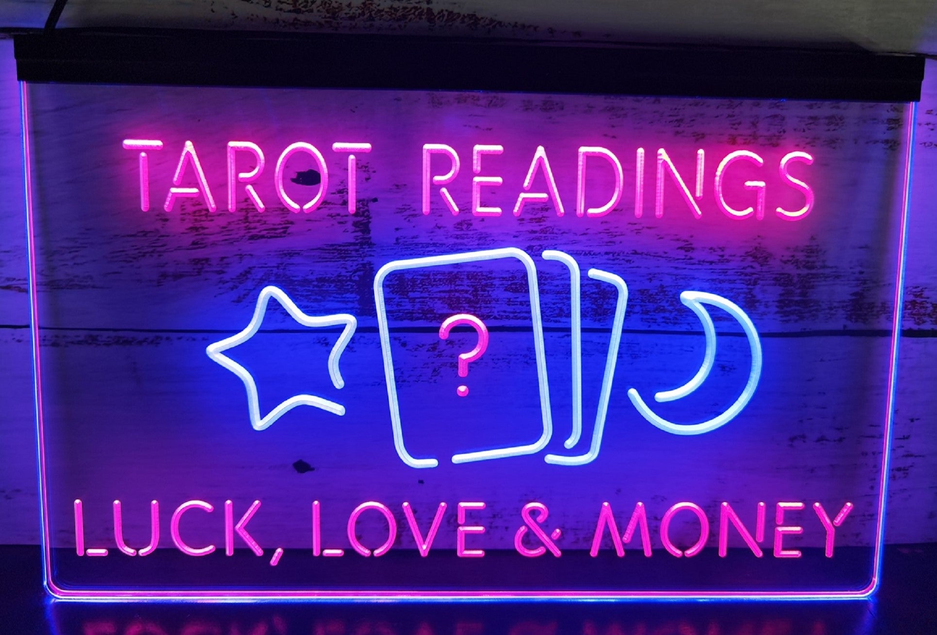 Tarot Readings Luck Love & Money Led Neon Sign Dual Color Tarot Shop Decor